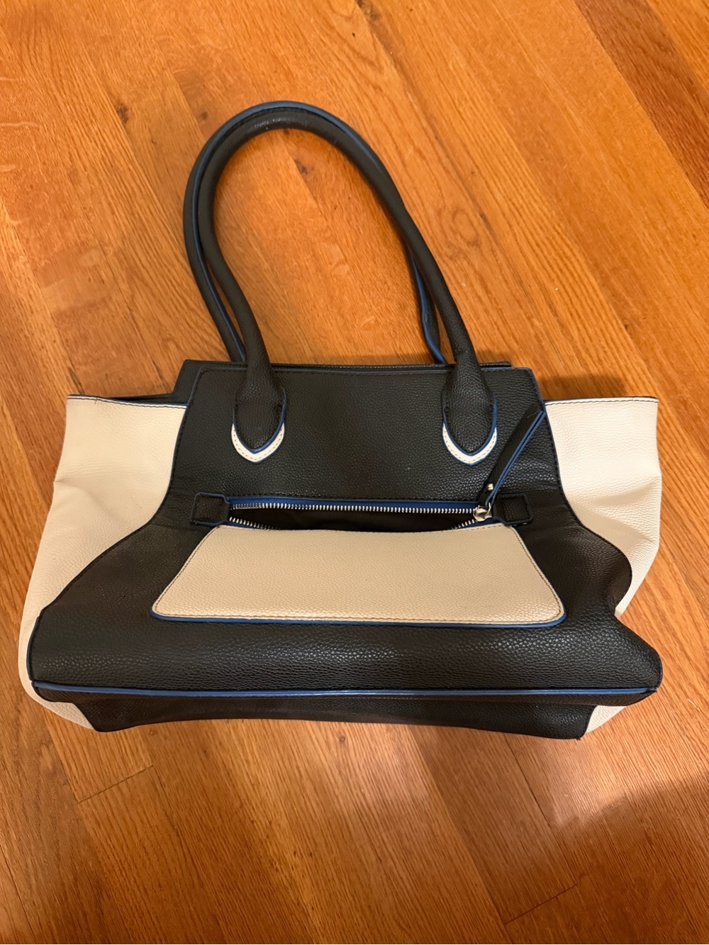 Nine West Black & White Leather Tote Bag - Picture 2 of 4